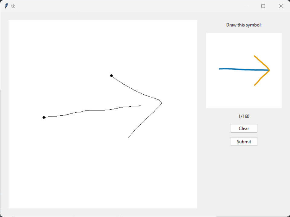Screenshot featuring a digital canvas and a picture of a gesture to draw.