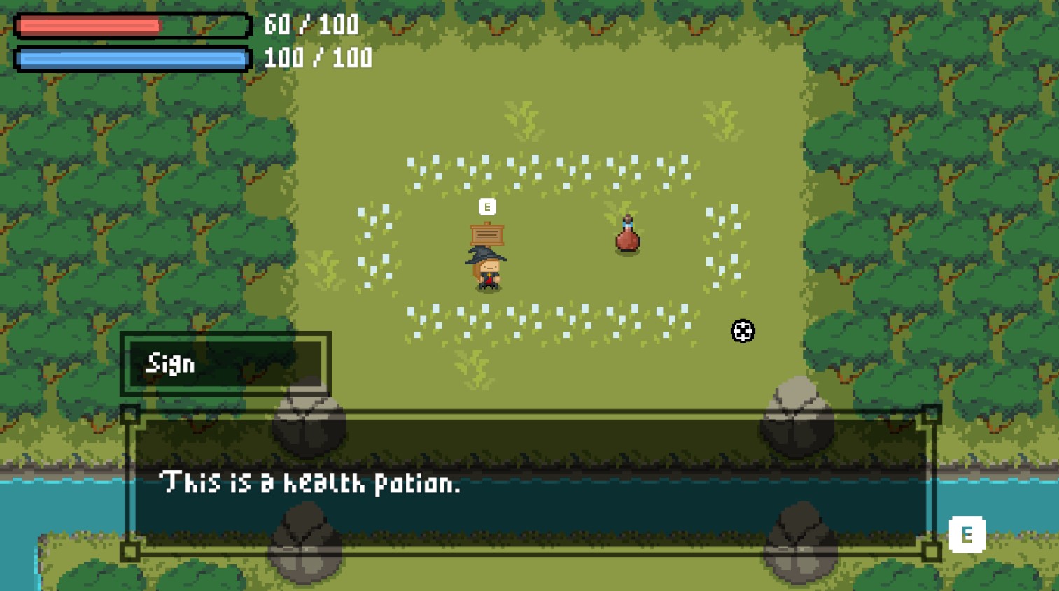 Screenshot of dialogue in the Magic Shooter game.